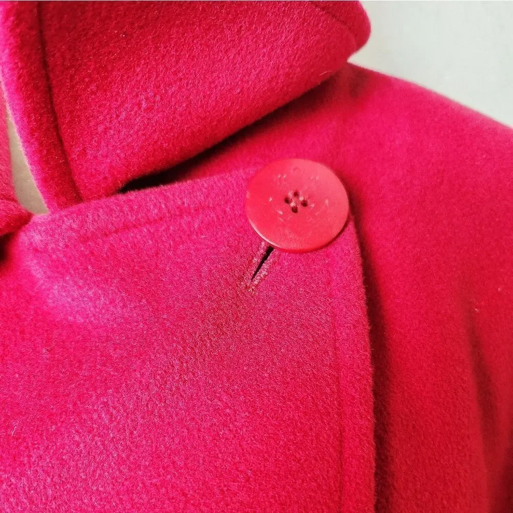 L.L. Bean Wool Cashmere Double Breasted Peacoat Coat Womens Red Size 14